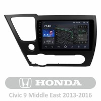 Штатна магнітола для Honda Civic 9 Middle East 2013-2016 AMS T910 3+32 Gb 9"
