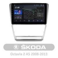 Штатна магнітола AMS T1010 6+128 Gb Skoda Octavia 2 A5 2008-2013 10" Silver