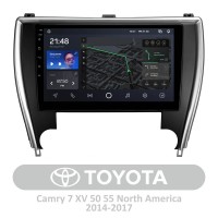 Штатна магнітола AMS T1010 6+128 Gb Toyota Camry 7 XV 50 55 North America 2014-2017 10"