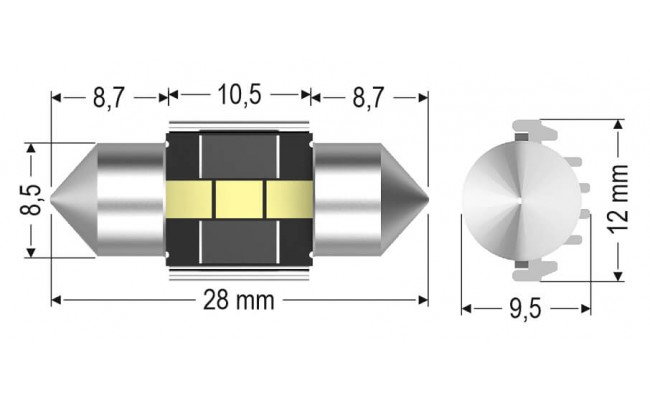 Світлодіодні LED лампи AMS Vision C5W V3 T11 28 5500K