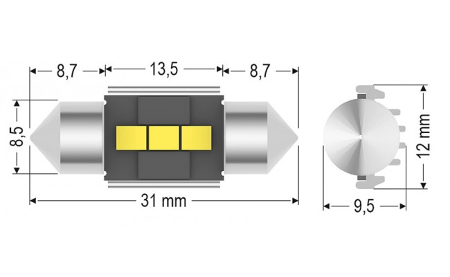 Світлодіодні LED лампи AMS Vision C5W V3 T11 31 5500K