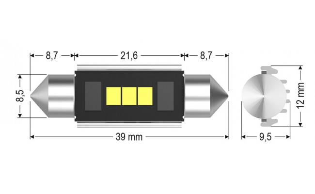 Світлодіодні LED лампи AMS Vision C5W V3 T11 39 5500K