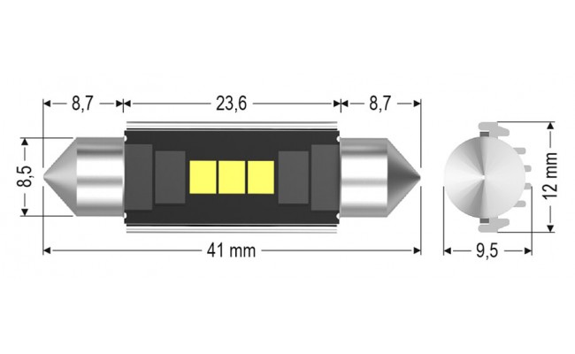 Світлодіодні LED лампи AMS Vision C5W V3 T11 41 5500K