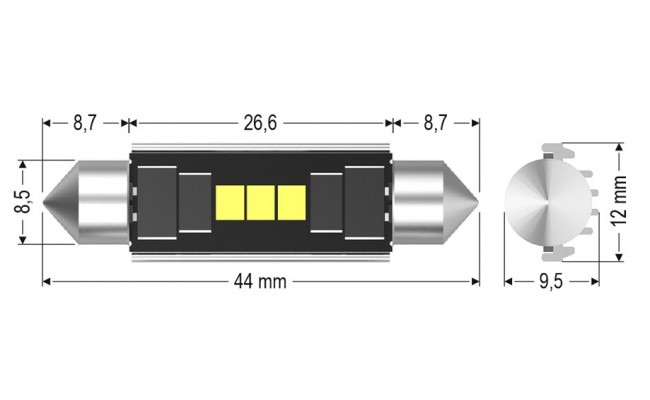 Світлодіодні LED лампи AMS Vision C5W V3 T11 44 5500K