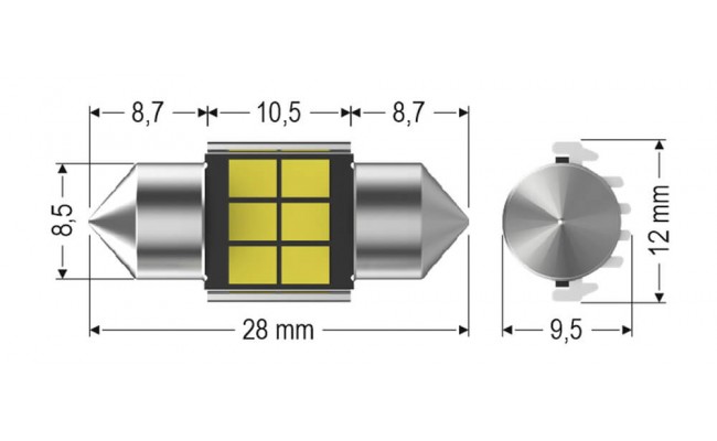 Светодиодные LED лампы AMS Extreme C5W E6 T11 28 Canbus 5500K
