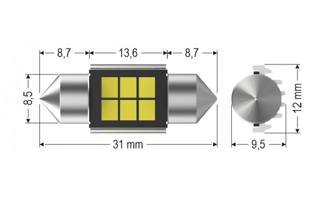 Светодиодные LED лампы AMS Extreme C5W E6 T11 31 Canbus 5500K