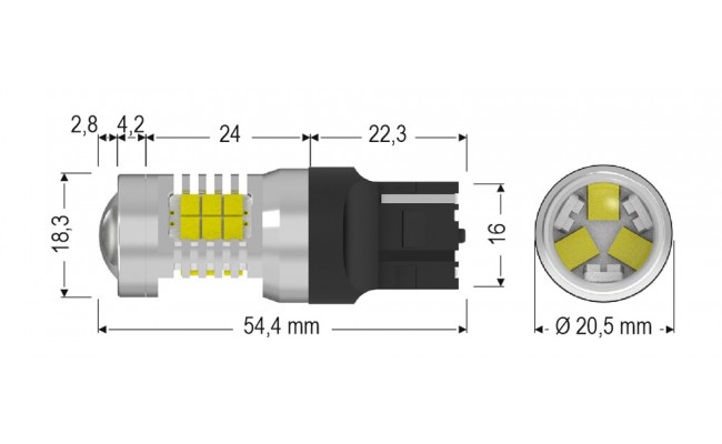Світлодіодні LED лампи AMS Extreme W21W E8 T20/7440 2200K