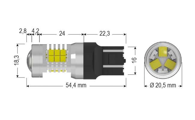Світлодіодні LED лампи AMS Extreme W21/5W E21 T20/7443 2200K