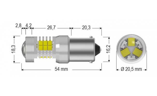 Светодиодные LED лампы AMS Extreme P21 E21 1157 5500K