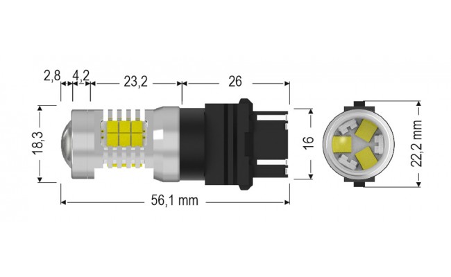 Светодиодные LED лампы AMS Extreme P27W E21 3157 2200K