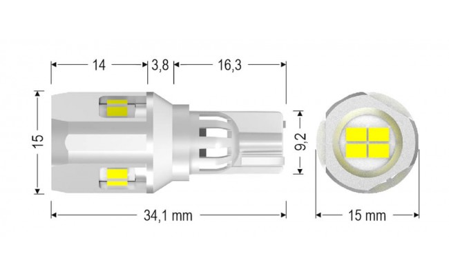 Світлодіодні LED лампи AMS Extreme W16W V10 T15 5500K