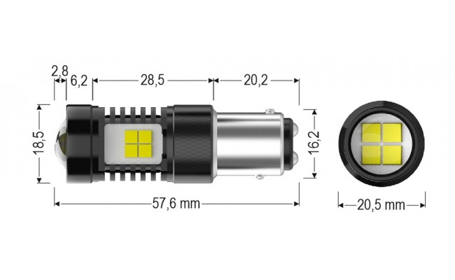 Светодиодные LED лампы AMS Extreme P21 E16 1157 5500/2200K