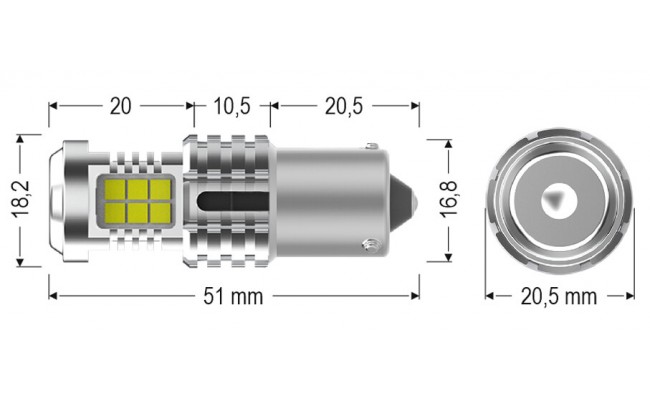 Світлодіодні LED лампи AMS Ultimate P21W U24 1156 150 Canbus 5500K