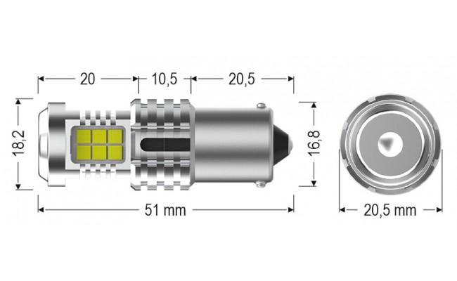 Світлодіодні LED лампи AMS Ultimate P21W U24 1156 180 Canbus 1300K
