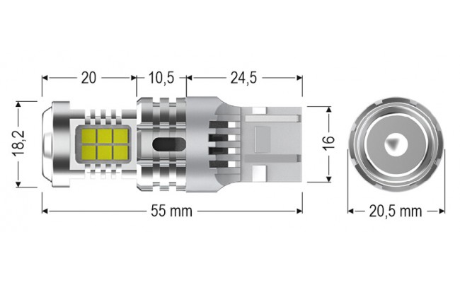 Светодиодные LED лампы AMS Ultimate W21W U24 T20/7440 Canbus 5500K