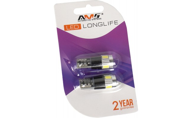 Світлодіодні LED лампи AMS Longlife WY5W L2.1 T10 Canbus 6000K (180°)